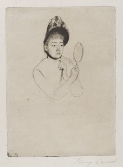Femme au Mirror (The Bonnet), c.1891 by Mary Cassatt